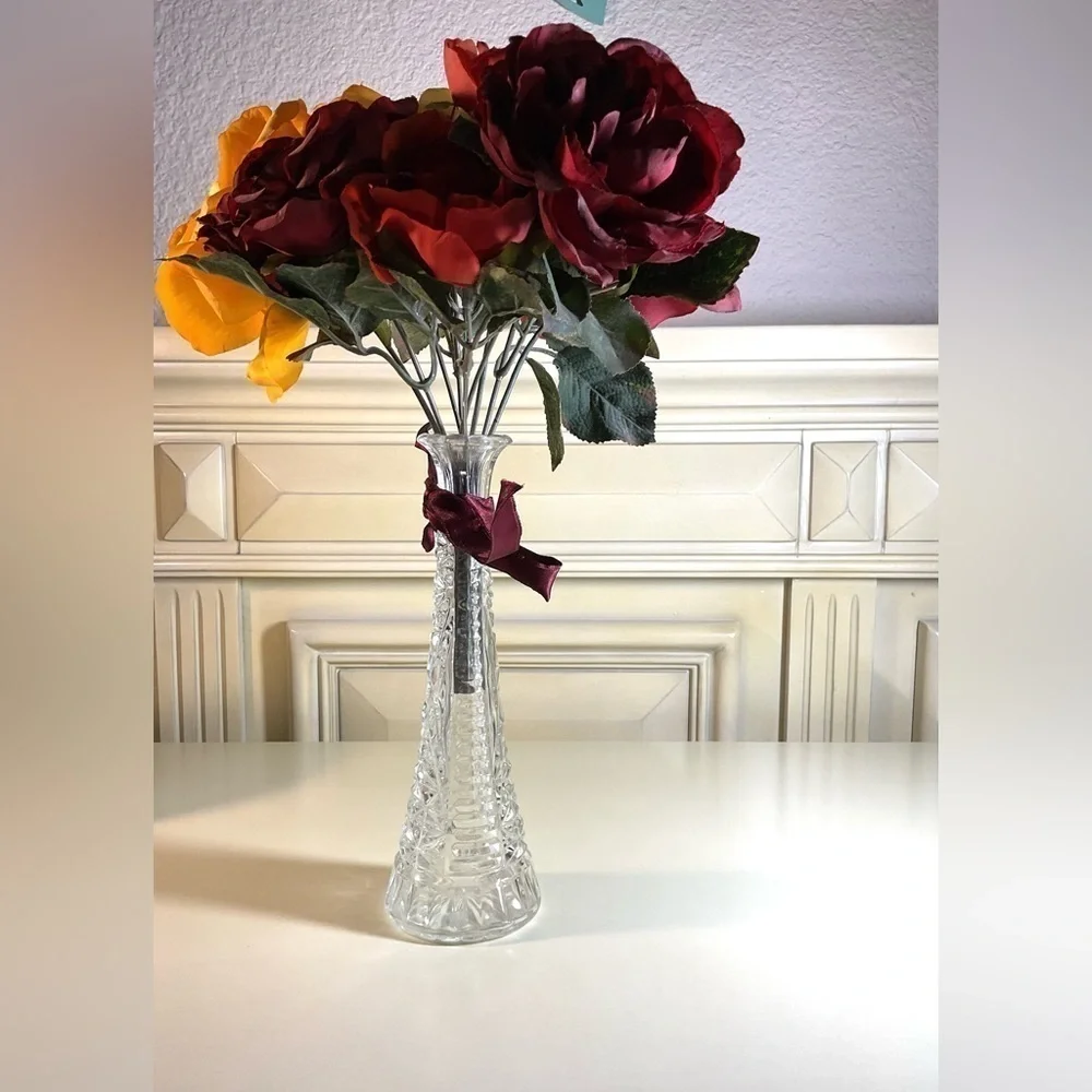 Vintage Anchor Hocking Clear Glass Bud Vase Mid Century Cottage Decor